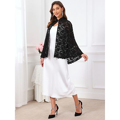 Women's Lace Cape for Wedding Evening Cocktail Stand Collar Gothic Vintage Long Cloak Shrugs