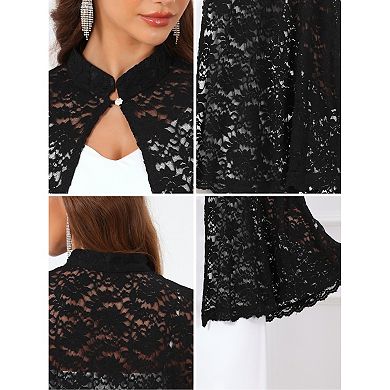Women's Lace Cape for Wedding Evening Cocktail Stand Collar Gothic Vintage Long Cloak Shrugs
