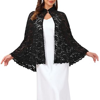 Women's Lace Cape for Wedding Evening Cocktail Stand Collar Gothic Vintage Long Cloak Shrugs