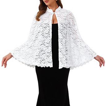 Women's Lace Cape for Wedding Evening Cocktail Stand Collar Gothic Vintage Long Cloak Shrugs