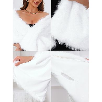 Women's Faux Fur Shrug for Wedding Bridal Stole Cocktail Evening Wraps Shawls
