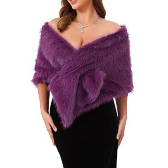 Women's Faux Fur Shrug for Wedding Bridal Stole Cocktail Evening Wraps Shawls