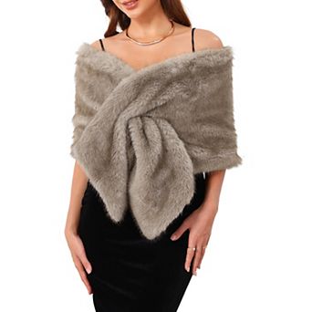 Women's Faux Fur Shrug for Wedding Bridal Stole Cocktail Evening Wraps Shawls