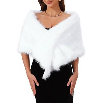 Women's Faux Fur Shrug for Wedding Bridal Stole Cocktail Evening Wraps Shawls