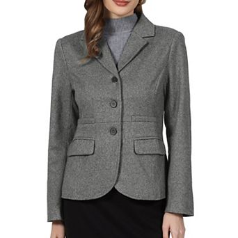 Women's Herringbone Blazer Business Casual Lapel Collar Fall Winter Fitted Suit Jacket