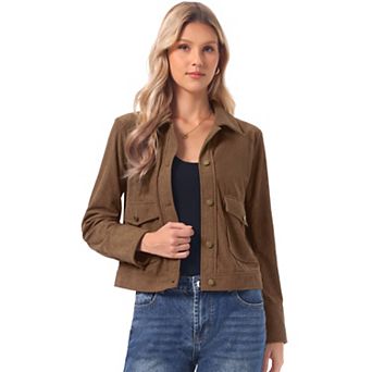 Corduroy Shirts for Women' S Button Down Long Sleeve Casual Jacket with Flap Pockets