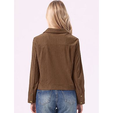 Corduroy Shirts for Women' S Button Down Long Sleeve Casual Jacket with Flap Pockets