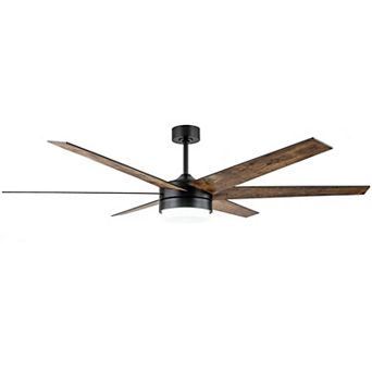 C Cattleya 70-Inch Antique Woodgrain and Black Ceiling Fan Integrated LED Light Kit with Remotrol