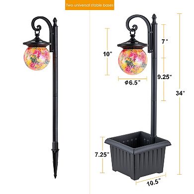 C Cattleya Solar Outdoor Post Light with Planter and Mosaic Glass Shade