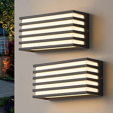 C Cattleya 2-Pack Modern Black Aluminum LED Outdoor Wall Lights
