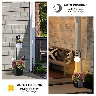 C Cattlya Solar Outdoor Post Light with Planter and Acrylic Shade