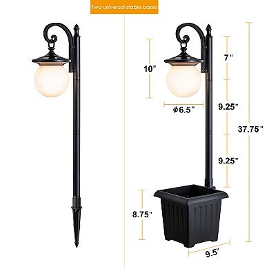 C Cattlya Solar Outdoor Post Light with Planter and Acrylic Shade