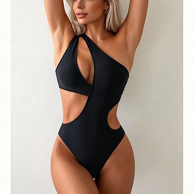 Women's One Shoulder Cutout One Piece Swimsuit