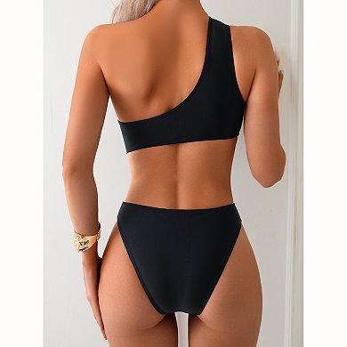 Women's One Shoulder Cutout One Piece Swimsuit
