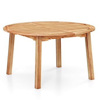 Outdoor Acacia Wood Dining Table with Umbrella Hole for 4 to 6