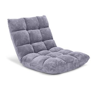 Adjustable Floor Chair With 14 Positions And Cushioned Coral Velvet Seat