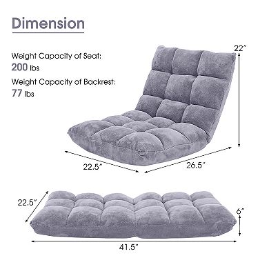 Adjustable Floor Chair With 14 Positions And Cushioned Coral Velvet Seat