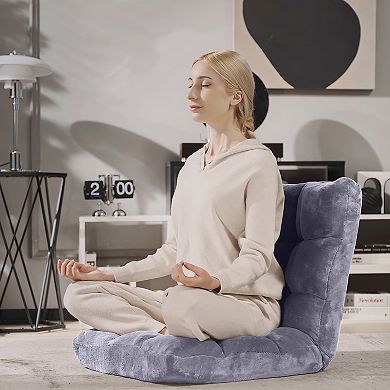 Adjustable Floor Chair With 14 Positions And Cushioned Coral Velvet Seat