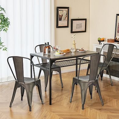 Modern Metal Bar Stools Set of 4 with Removable Back and Stackable Design