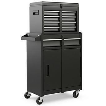 Rolling Tool Chest Cabinet With 5 Drawers Lockable Storage