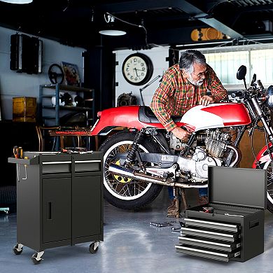 Rolling Tool Chest Cabinet With 5 Drawers Lockable Storage