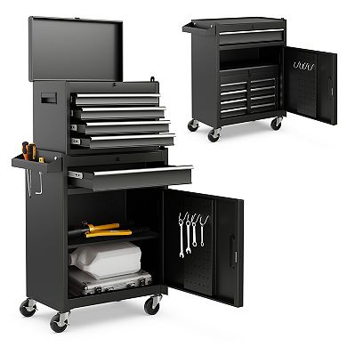 Rolling Tool Chest Cabinet With 5 Drawers Lockable Storage