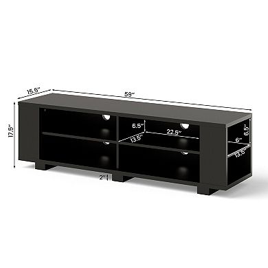 59 Inch TV Stand With Open Storage Shelves For Tvs Up To 65 Inch