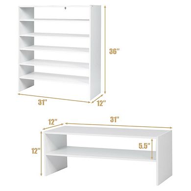 Stackable Shoe Rack 3 Piece 6 Tier Storage Organizer Shelf