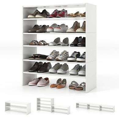 Stackable Shoe Rack 3 Piece 6 Tier Storage Organizer Shelf