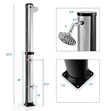 Solar Heated Outdoor Shower 7.2 Ft Freestanding Shower With Rotating Head