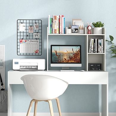 Desktop Bookshelf Organizer With 3 Tier Shelves For 27 Inch Monitor