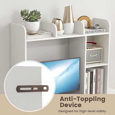 Desktop Bookshelf Organizer With 3 Tier Shelves For 27 Inch Monitor