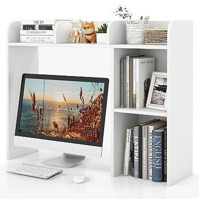 Desktop Bookshelf Organizer With 3 Tier Shelves For 27 Inch Monitor
