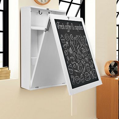 Wall Mounted Folding Desk Convertible Table With Chalkboard Storage
