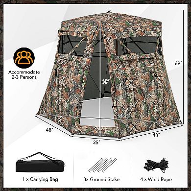 360 Degree See Through Hunting Blind Pop Up Ground Deer Turkey Tent