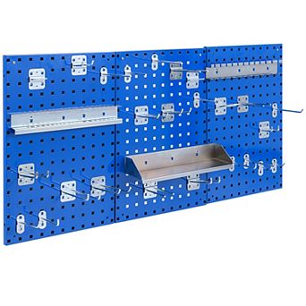 Wall Mounted Metal Pegboard Kit with 3 Panels and 28 Hooks