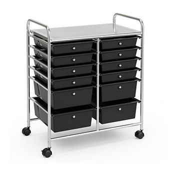 12 Drawer Rolling Storage Cart With Removable Bins And Locking Casters