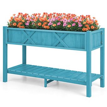 Elevated Raised Garden Bed Planter Box with Legs and Storage Shelf