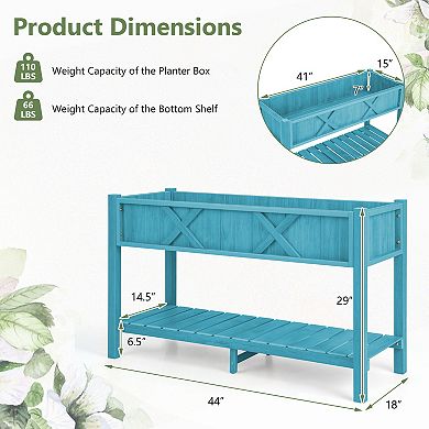 Elevated Raised Garden Bed Planter Box with Legs and Storage Shelf