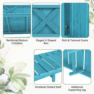 Elevated Raised Garden Bed Planter Box with Legs and Storage Shelf