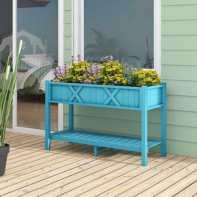 Elevated Raised Garden Bed Planter Box with Legs and Storage Shelf
