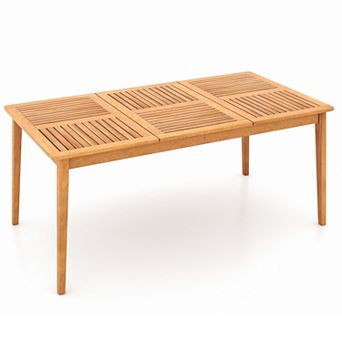 Outdoor Acacia Wood Dining Table for 6 with Umbrella Hole