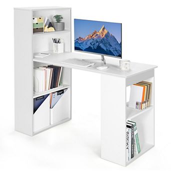 Computer Desk With 6 tier Storage Shelves Writing Workstation