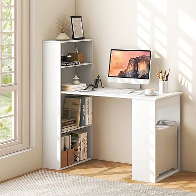 Computer Desk With 6 Tier Storage Shelves Writing Workstation