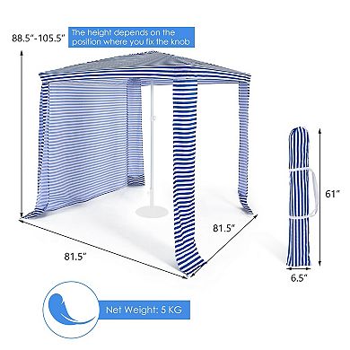 Foldable Beach Canopy With Sidewall Easy Setup Sun Shelter