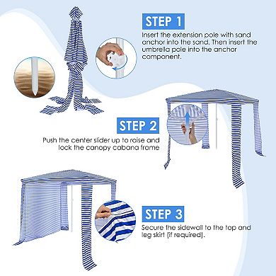 Foldable Beach Canopy With Sidewall Easy Setup Sun Shelter