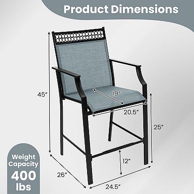 Outdoor Counter Stools Set of 2 Heavy Duty Patio Barstools With Armrests