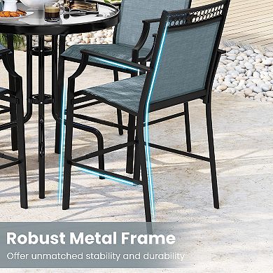 Outdoor Counter Stools Set of 2 Heavy Duty Patio Barstools With Armrests