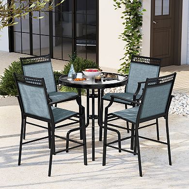 Outdoor Counter Stools Set of 2 Heavy Duty Patio Barstools With Armrests