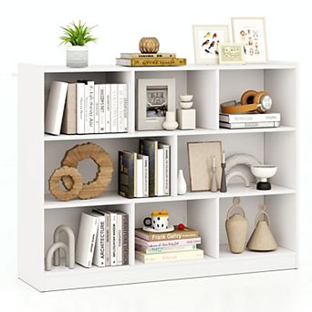 8 Cube Bookcase 3 tier Open Storage Shelf Floor Standing Display Cabinet